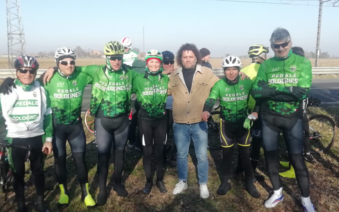 2024/01/27 Omaggio del Pedale Bolognese alla cerimonia di posa di una ‘Bici Bianca’ in memoria di Loredano Comastri. Vittima della strada